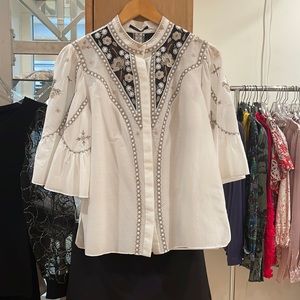Cotton voile embroidery shirt top
